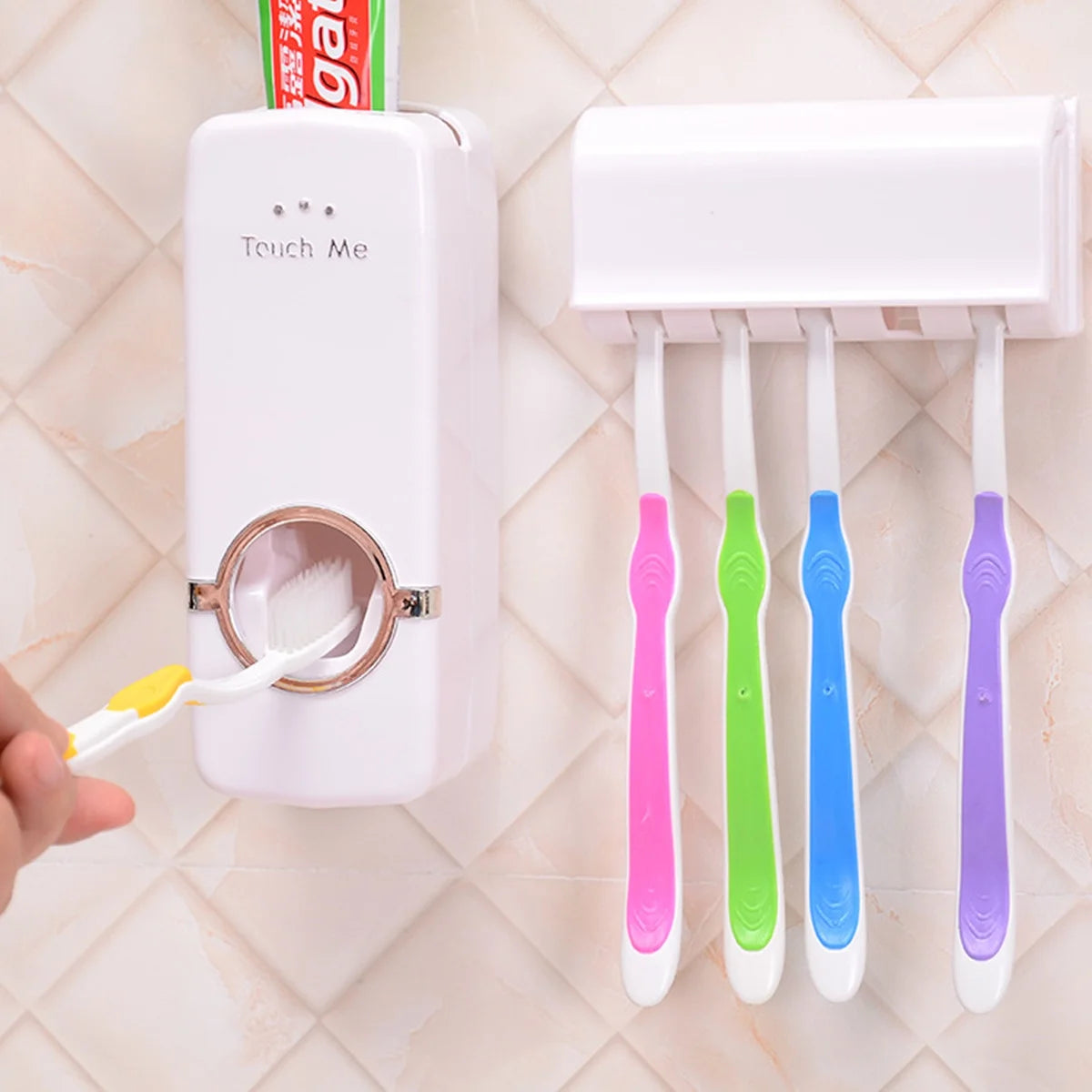 Toothbrush Holder with Toothpaste Dispenser